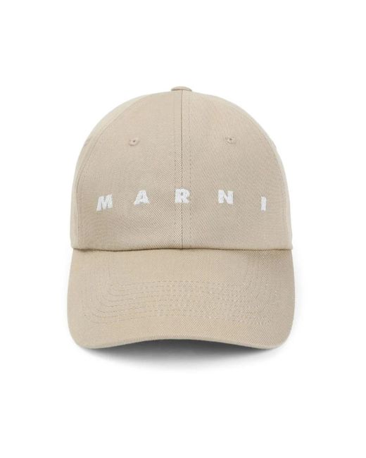 Marni Baseballpet Met Geborduurd Logo in het Natural