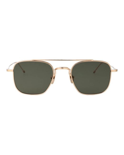 Thom Browne Titanium Squared Aviator Zonnebril in het Yellow