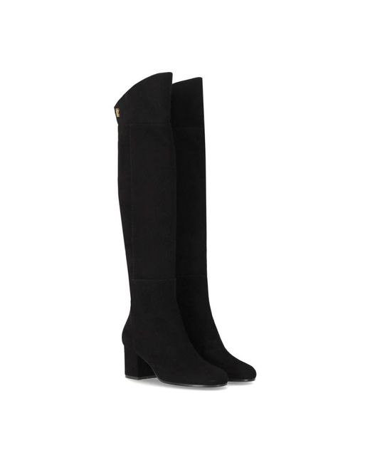 Via Roma 15 Black Schwarzer Wildleder-Stiefel Mit Hohem Absatz