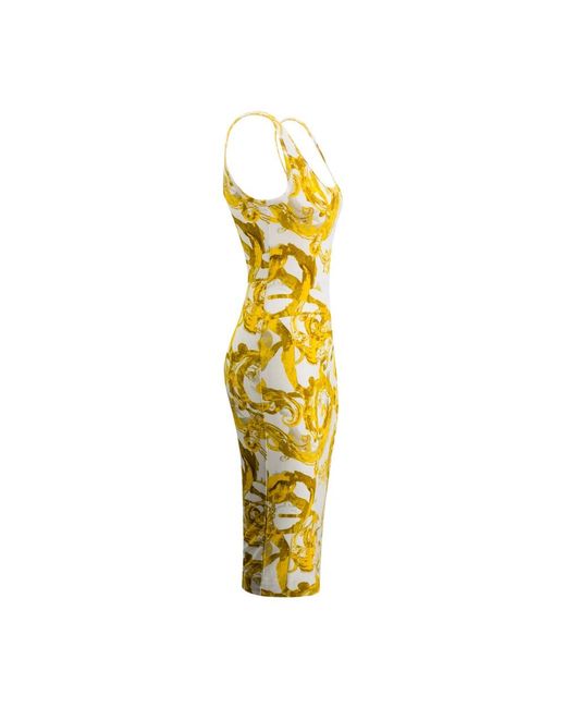 Versace Metallic Barocco-Print Midi Dress