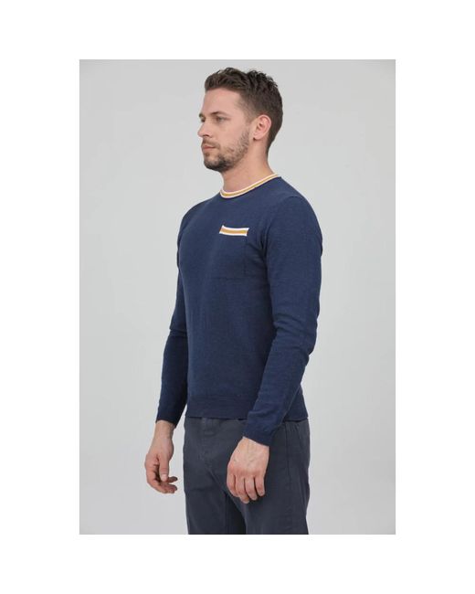 Irish Crone Blue Round-Neck Knitwear for men