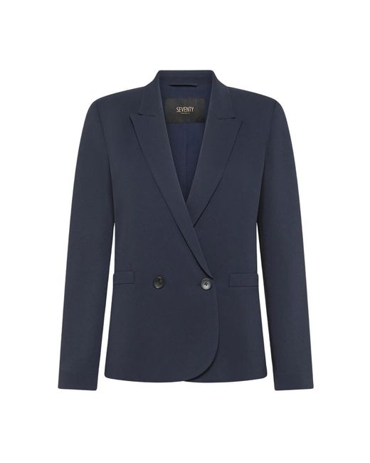 Seventy Jassen ,Blauw ,Stijlvolle Cady Crêpe Viscose Jas in het Blue