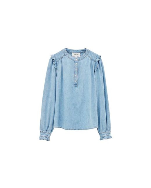Ba&sh Overhemden ,Blauw ,Denim Lio Denim Blouse in het Blue