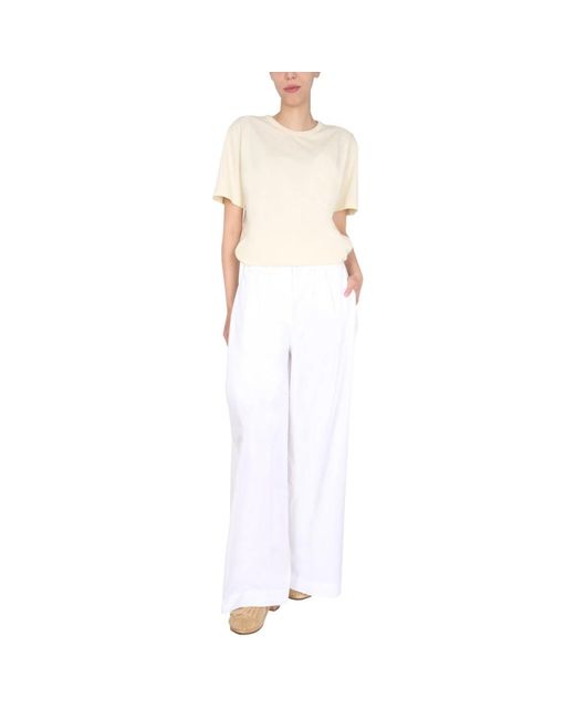 Aspesi White Wide Trousers