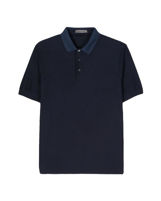 Corneliani Kontrast baumwoll polo shirt in Blue für Herren