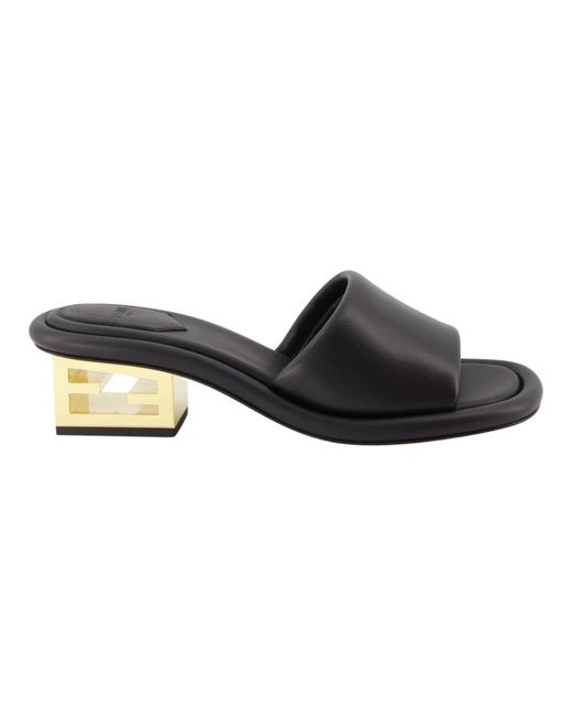 Fendi Black Slip-on baguette sandalen