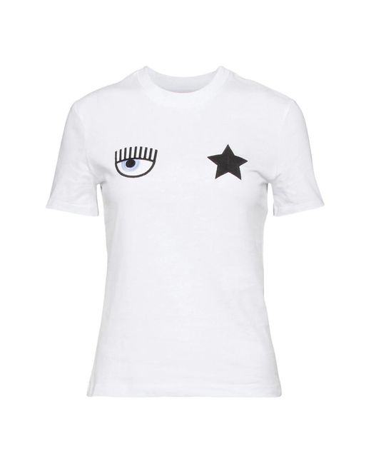 Chiara Ferragni White Besticktes sternen-t-shirt