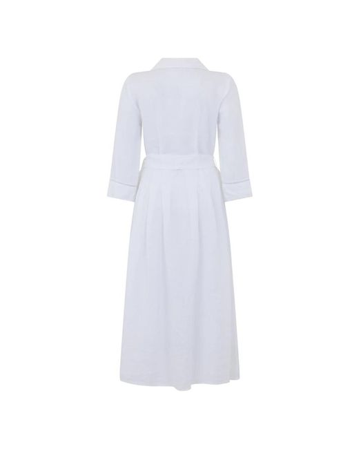 120% Lino White Shirt Dresses