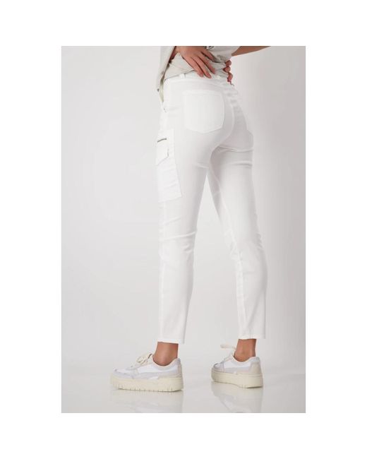 Monari White Stylische jogpants mit reißverschlusstasche