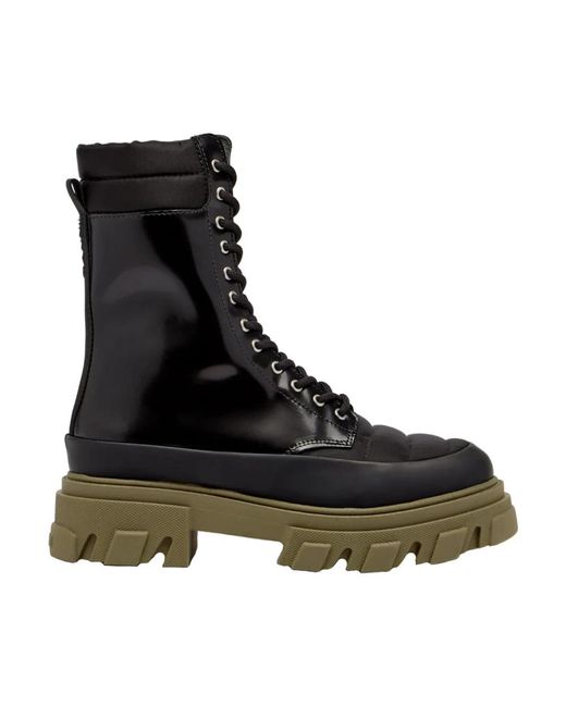 Ganni Black Lace-Up Boots