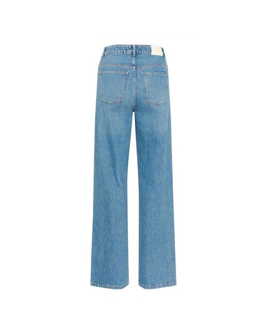 Gestuz Jeans ,Blauw ,Wijde Pijp Middenblauwe Jeans in het Blue