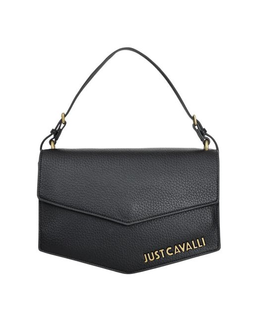 Just Cavalli Black Schwarze schultertasche mit körniger textur