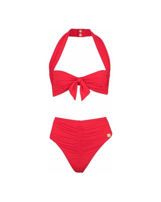 Balmain Badmode ,Rood ,Tweed Effen Tweedelig Badpak in het Red