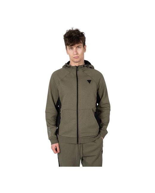 Guess Hoodies & Sweatvesten ,Groen ,Katoen Klassieke Hoodie in het Green voor heren