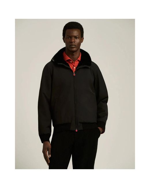 Kiton Jassen ,Zwart ,Wol Winter Hooded Jas in het Black voor heren