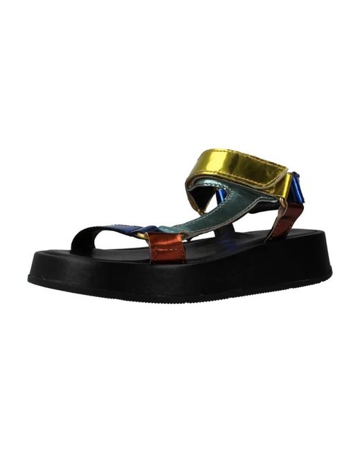 Mjus Black Flat Sandalen