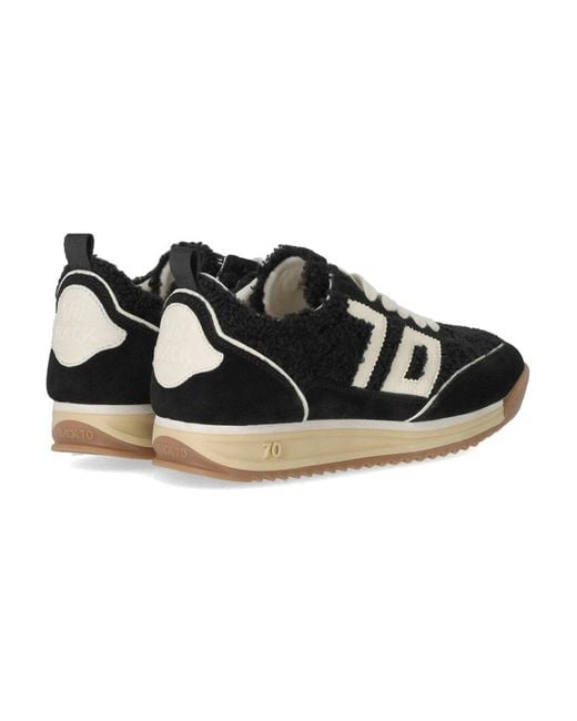 Back70 Zwarte Suède Jogger Sneaker Met Teddy Stof in het Black