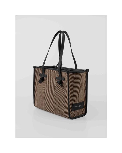 Gianni Chiarini Black Strukturierte Shopper-Tasche Mit Fischgrätenmuster