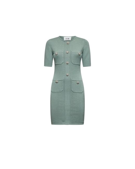 Silvian Heach Green Eng Anliegendes Kleid Mit Dekorativen Knöpfen