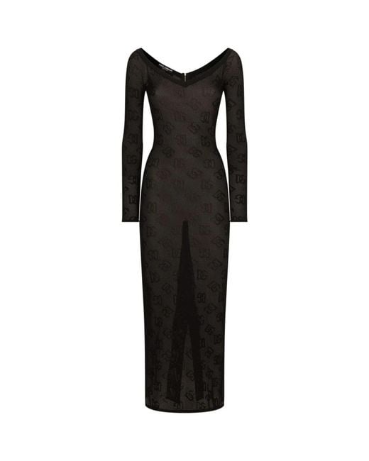 Dolce & Gabbana Black Mesh-stitch Sheath Dress