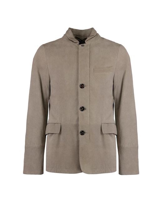 Leather Jackets di Moorer in Brown da Uomo