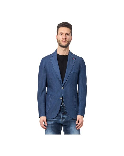 MULISH Blaue Jacke Mit Revers Und Taschen in Blue für Herren