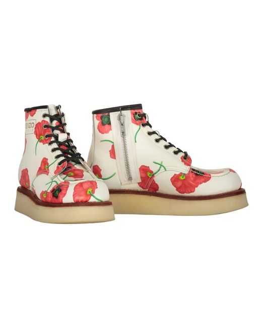 KENZO Red Lace-Up Boots for men