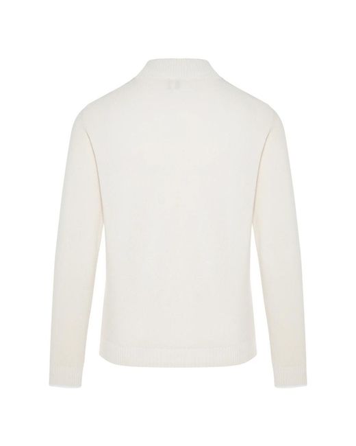 Fedeli White V-Neck Knitwear for men