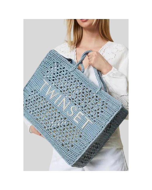 Twin Set Blue Tote bags