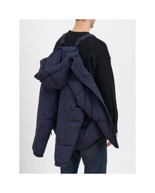 JG1 Jassen ,Blauw ,Leer Gewatteerde Jas Met Capuchon in het Blue voor heren