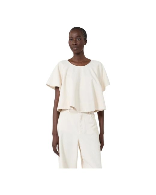 Weekend by Maxmara Moderne Cropped Blouse in het White