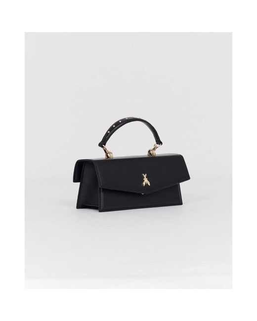 Patrizia Pepe Black Schwarze Kunstlederhandtasche Mit Kette