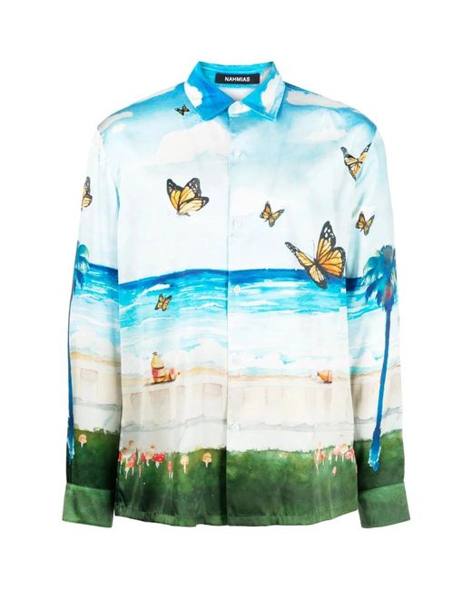 NAHMIAS Blue Casual Shirts for men