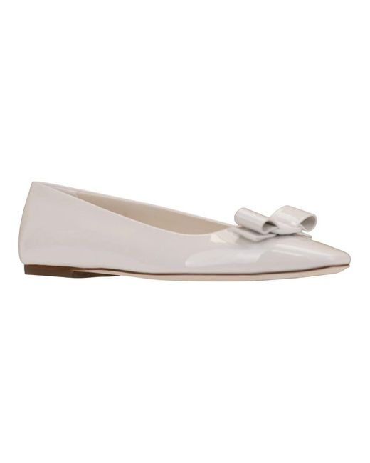 Ferragamo White Square Toe Ballerina Flat