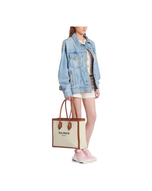 Balmain White Tote Bags