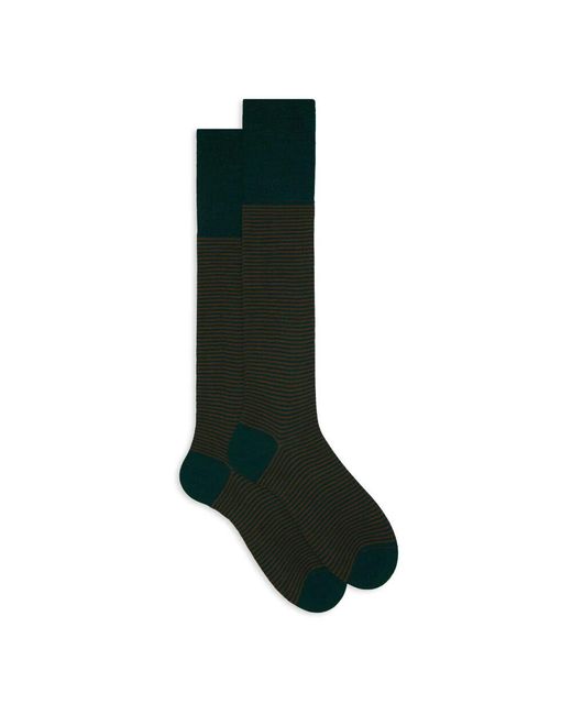 Gallo Grüne Windsor Streifen Wolle Baumwolle Socken in Black für Herren