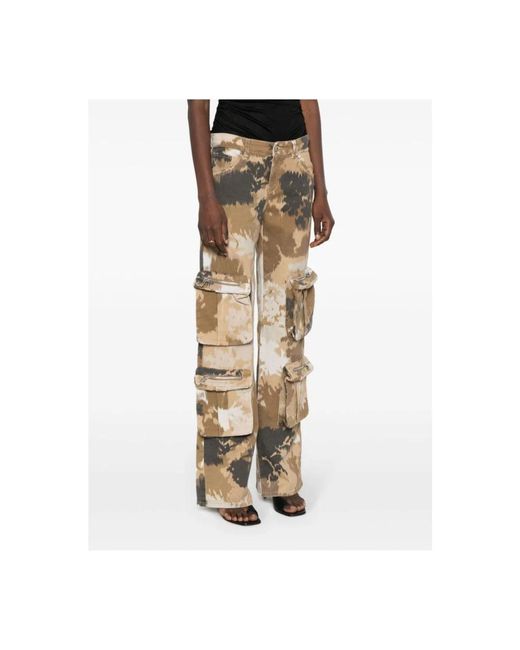 Blumarine Natural Cargo Pants With Camouflage Motif