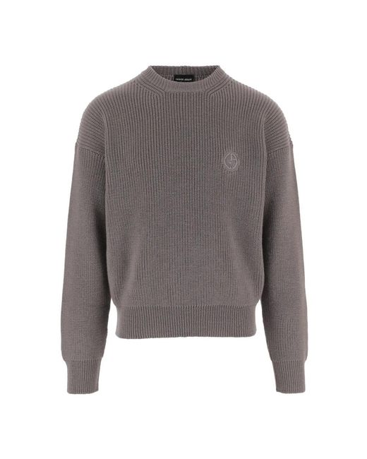 Giorgio Armani Gray Round-Neck Knitwear for men