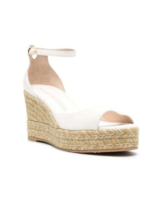 Stuart Weitzman Schoenen ,Wit ,Leer Wedge Espadrilles in het Natural