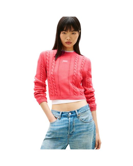 Tommy Hilfiger Red Round-Neck Knitwear