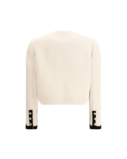 Prada Natural Stilvolle Jacke Mit Samtdetails