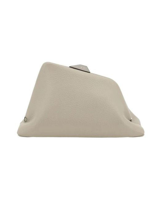 Borsa a tracolla in pelle geometrica con chiusura magnetica di The Attico in Natural