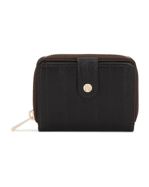 Kazar Bruine Palingstijl Reliëflederen Portemonnee in het Black