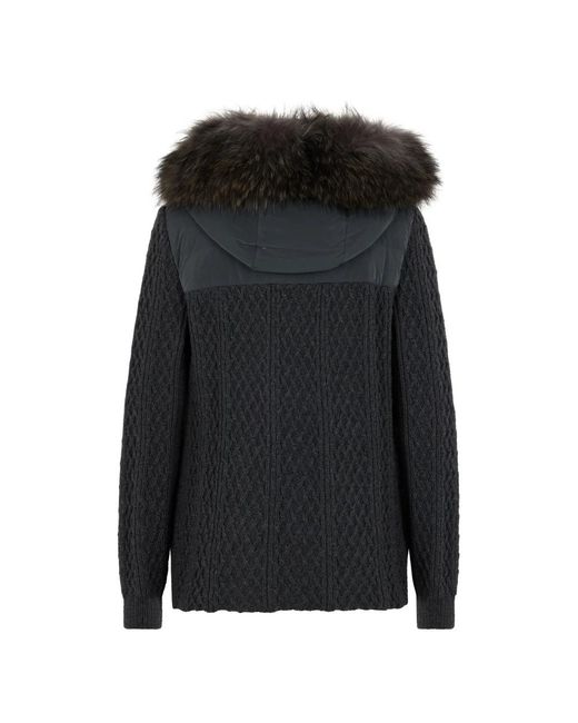Moorer Jassen ,Grijs ,Elegante Winterjas Met Bontkraag in het Black