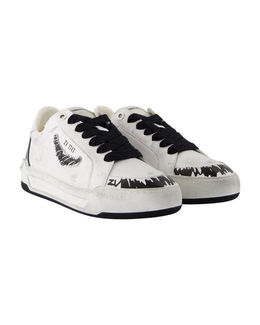 Zadig & Voltaire White Weiße Leder Fly Wings Sneakers