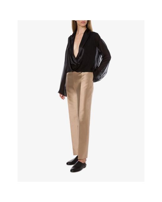 Alberta Ferretti Natural Slim-Fit Trousers