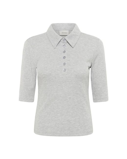 Gestuz Tops ,Grijs ,Katoen Grijze Melange Polo Top in het Gray