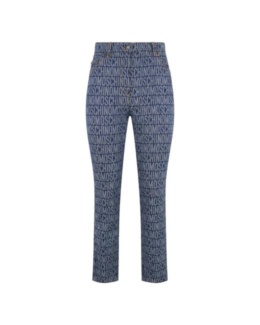 Moschino Slim Fit Broek Met Elegant Design in het Blue