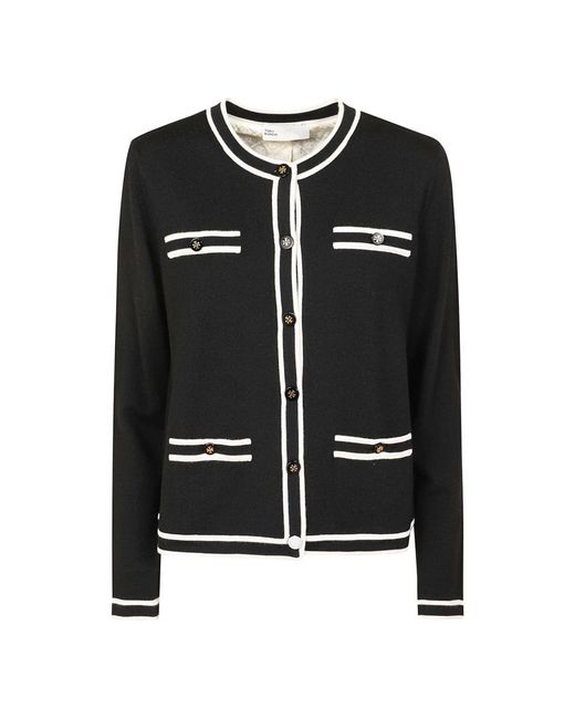 Tory Burch Truien & Vesten ,Zwart ,Wol Cream Lana Cardigan in het Black