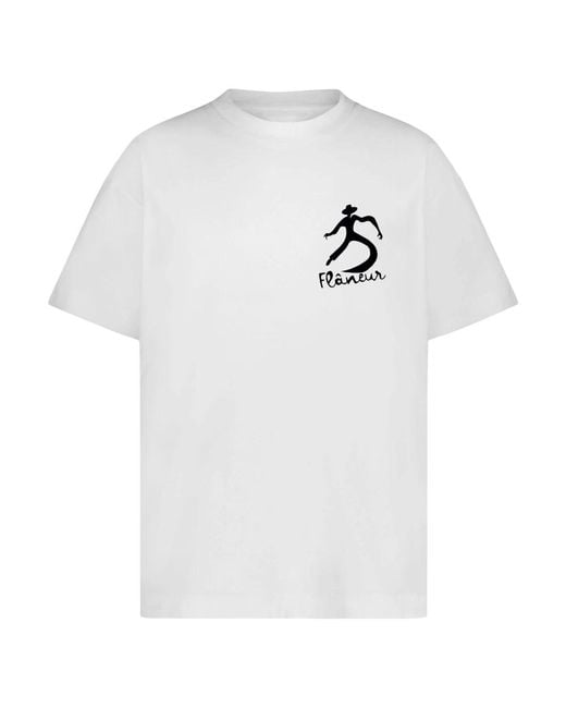 flâneur Swirl Print Wit Katoenen T-Shirt in het White voor heren